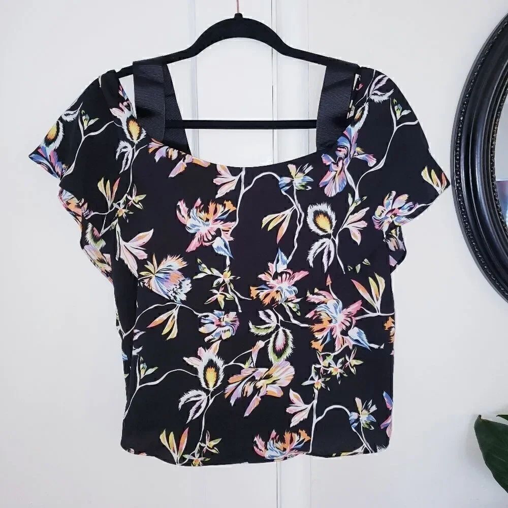Bar III Off The Shoulder Floral Pullover Top Size Small